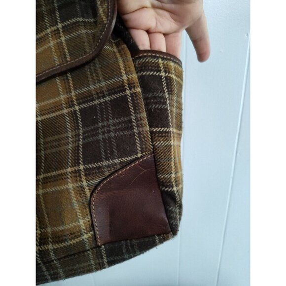 FOSSIL Alpine Brown Plaid Wool Messenger Laptop Crossbody Bag - Picture 5 of 16